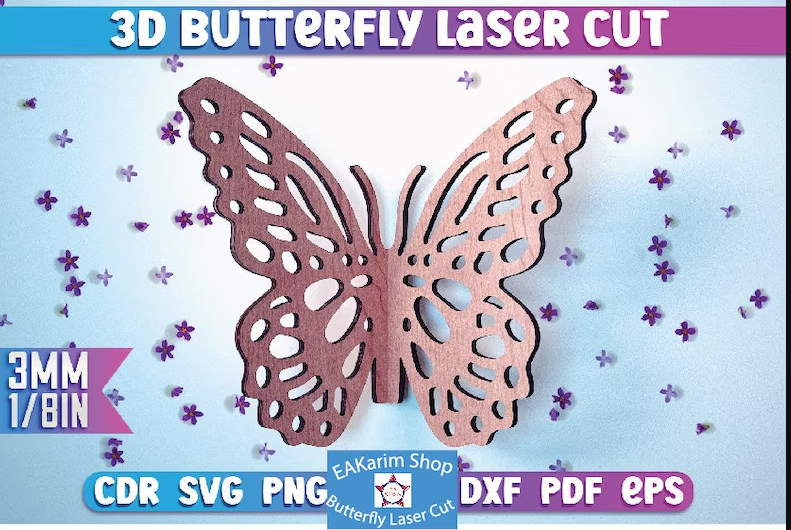3D Butterfly Laser Cut SVG, Butterfly Laser Cut SVG Design