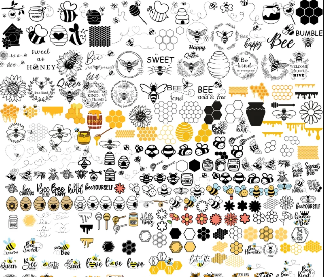 Bee SVG Bundle, Bee Hive SVG, Bee Png, Honeycomb SVG, Bee Clipart, Queen Bee SVG, Honey Bee SVG, Cute Bee SVG