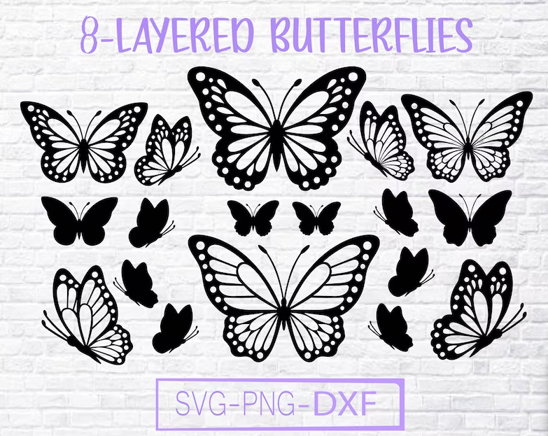 Butterfly SVG, Butterfly SVG Bundle, Layered Butterfly Bundle SVG