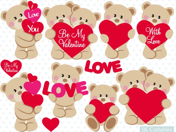 Cute Bear Valentine SVG Bundle, Cute Bear Valentine SVG Files, Cute Bear Valentine Cut Files, Cute Bear Valentine Clipart