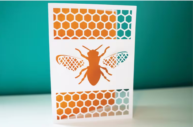 Popup Bee Card SVG Cricut Template, Honey Honeycomb 3d Detailed SVG Png File, Diy Insect Bug Pop Up Intricate Delicate, Diy Gift Idea