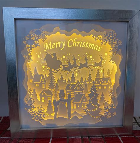 221+ Lighted Christmas Shadow Box -  Shadow Box SVG Printable