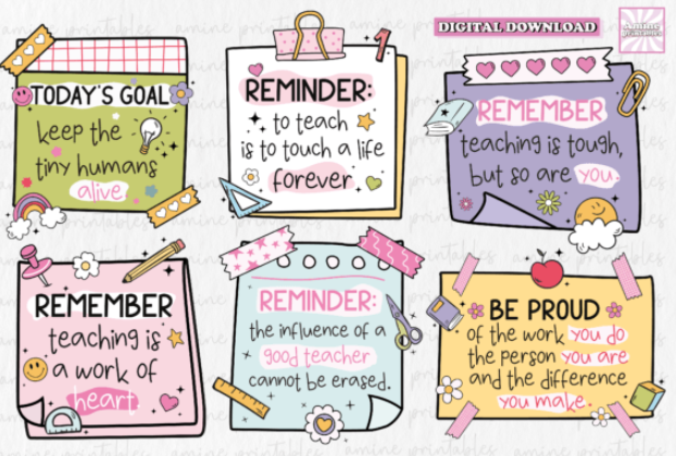 Free Groovy Teacher Reminders Stickers PNG