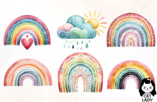 Watercolor Boho Rainbow Free SVG